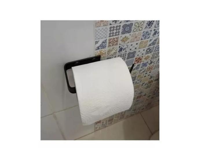 Imagem de Porta Papel Higiênico Parede P/ Banheiro Preto Fosco Star