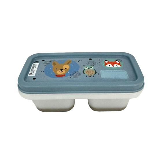 Imagem de Porta Papinha Duplo com Encaixe Bichinhos Azul Menino 70ml