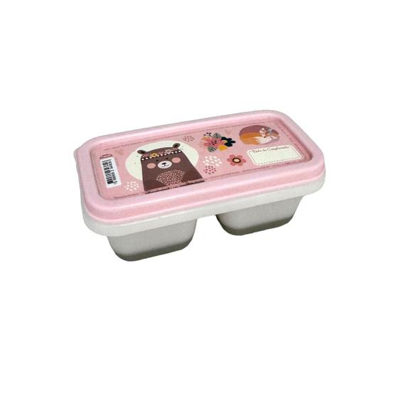 Imagem de Porta Papinha Duplo com Encaixe Bichinhos Rosa Menina 70ml
