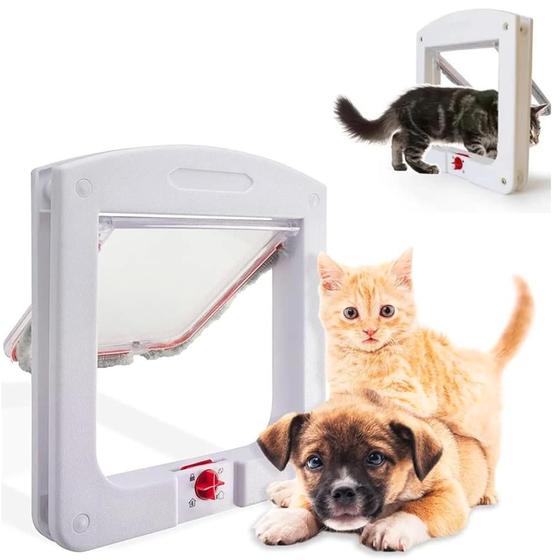 Imagem de Porta para Gatos e Pequenos Animais entrada e saída Fácil Instalação