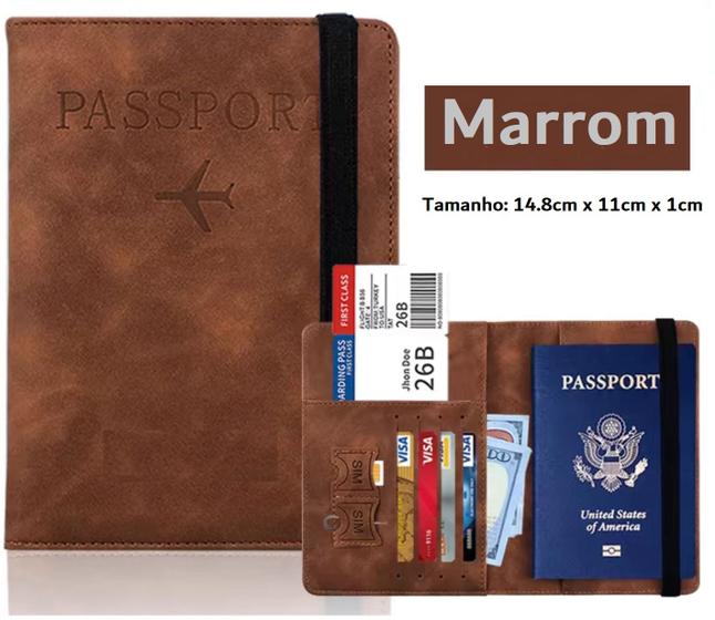 Imagem de Porta Passaporte Carteira Documentos Cartão Para Viagem