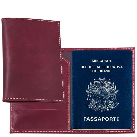 Imagem de Porta Passaporte Especial em Couro Legítimo Vinho