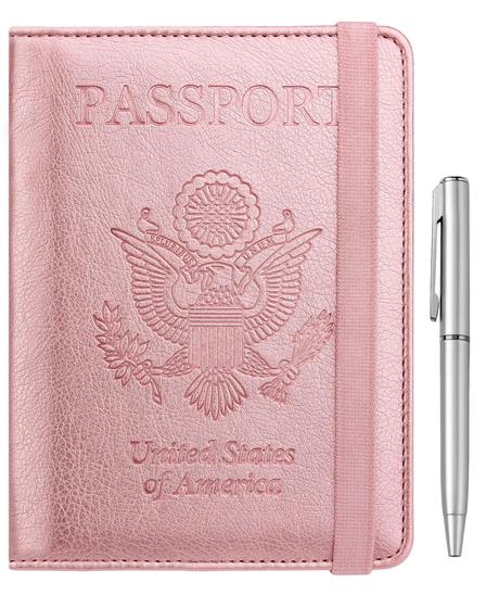 Imagem de Porta-Passaporte WALNEW com RFID e Bloqueio de Sinal - Couro PU com Caneta