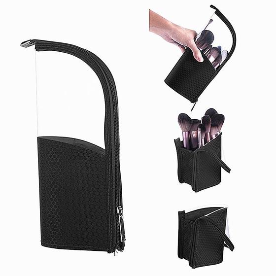 Imagem de Porta-Pincel de Maquiagem para Viagem - Bolsa Organizadora Impermeável com Zíper