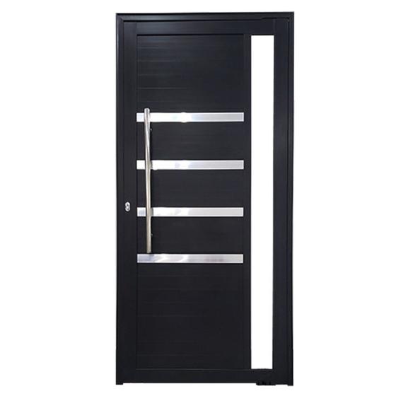 Imagem de Porta Pivotante de Alumínio 210 x 120cm com Friso e Visor 30 Esquerda Esquadrias Bergamo