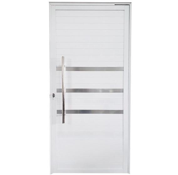 Porta Pivotante de Alumínio Branco Com Puxador e Friso Linha Veneza Menor preço em Porta Pivotante de Alumínio Branco Com Puxador e Friso Linha Veneza