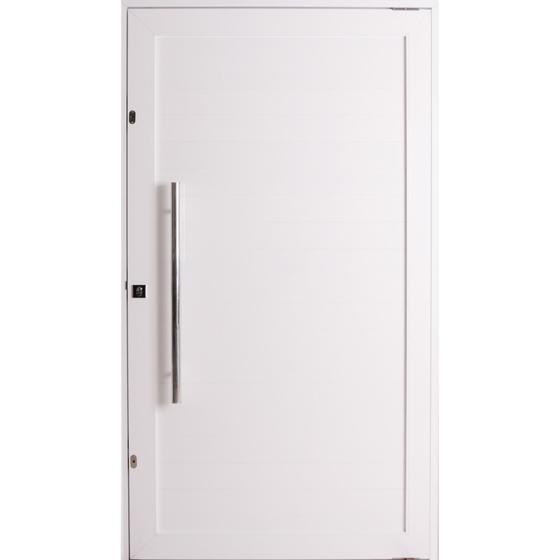 Imagem de Porta Pivotante de Alumínio Lambril 2,10 X 1,20 Com Puxador 80cm e Kit Fechadura Esquerda Cor Branco
