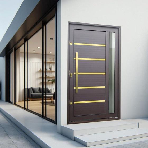 Imagem de Porta Pivotante Lambril Miraggio com Puxador Lado Esquerdo Elite 240x120 Corten