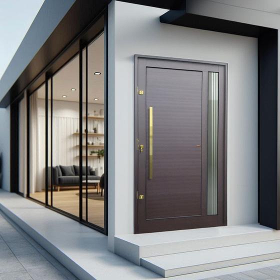 Imagem de Porta Pivotante Lambril Visione com Puxador Lado Esquerdo Elite 216x10cm