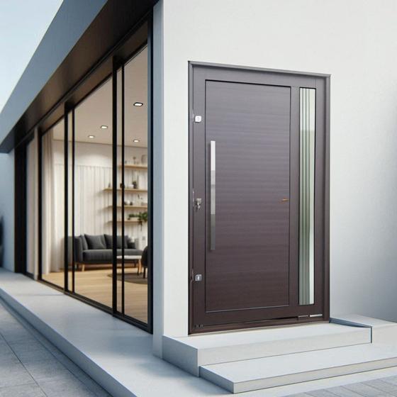 Imagem de Porta Pivotante Lambril Visione com Puxador Lado Esquerdo Elite 240x150 Corten