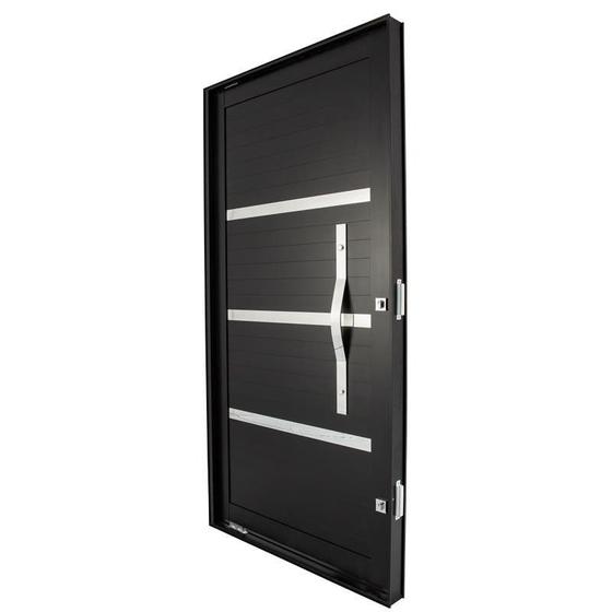 Imagem de Porta Pivotante Puxador Oval em Alumínio Preto 228x115x10 cm Direita Nobre CRV