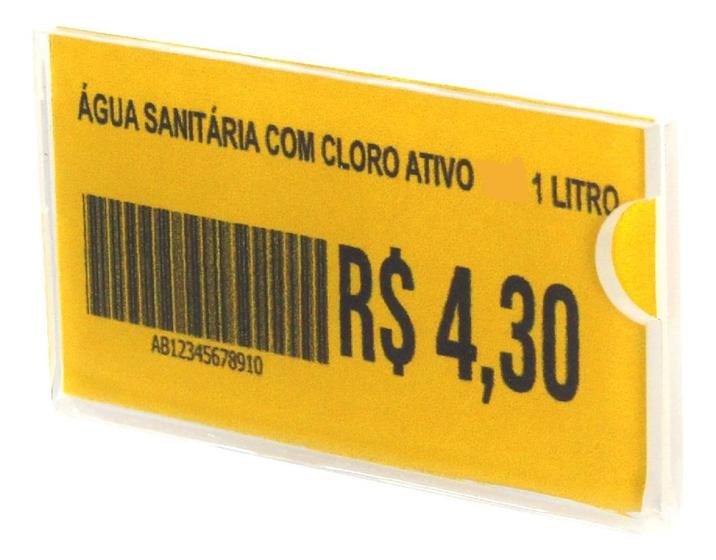 Imagem de Porta Preço Etiqueta Plaquinha P/ Gondola 6,5x3,5cm Kit 30un