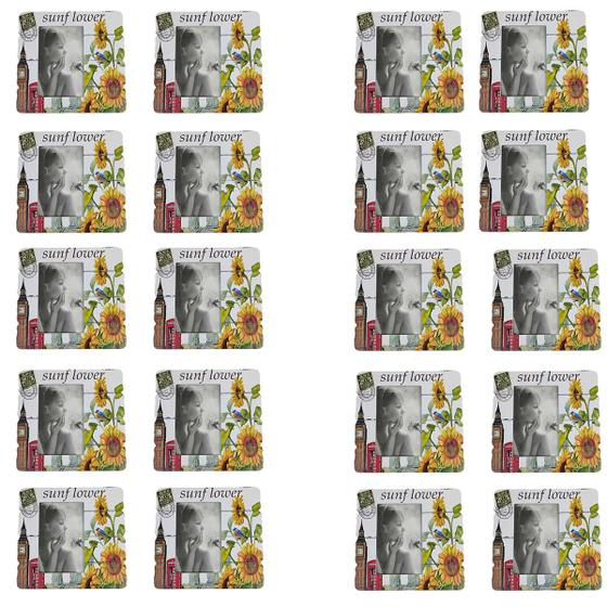 Imagem de Porta Retrato 10x15 Foto Kit 20 Unidades Moldura Londres Enfeite Girassol Flores Decoraçao Fotografia Casa Mesa Estante Prateleira Lembrança Viagem