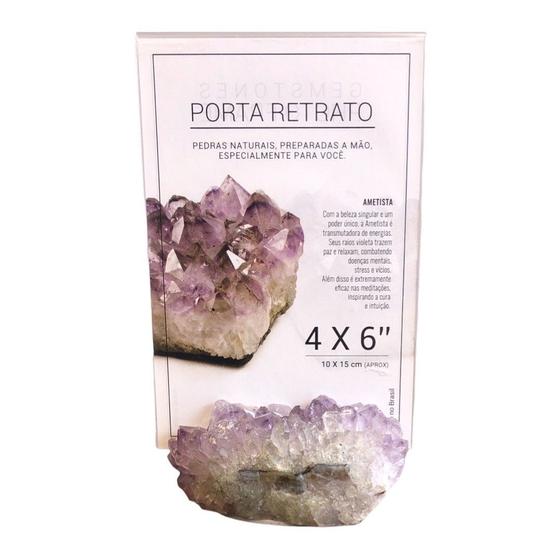 Imagem de Porta Retrato 10x15 Pedra Natural Drusa De Ametista
