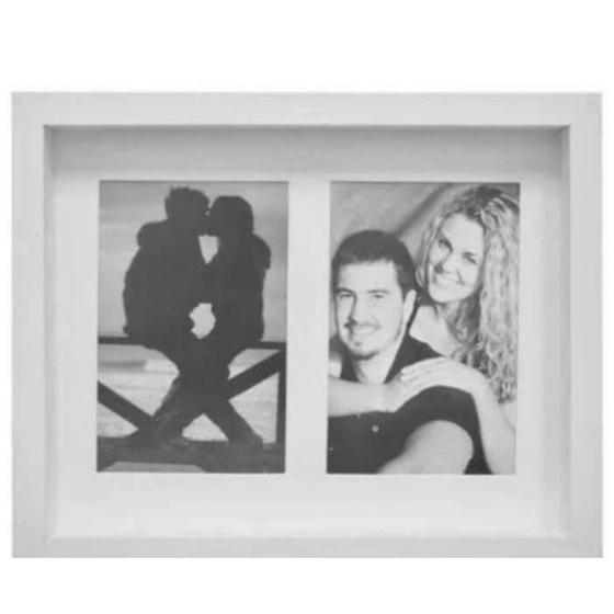 Imagem de Porta Retrato 2 Duas Fotos 10x15 Branco Quadro de Parede Quadro de Mesa Decoracao