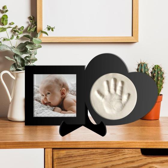 Imagem de Porta Retrato com Molde do Pezinho do bebê - Lembrança Eterna - Presente Para Pais de Primeira Viagem