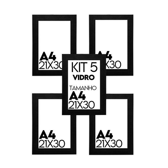 Imagem de Porta retrato de Vidro 21x30cm Kit com 5 Unidades