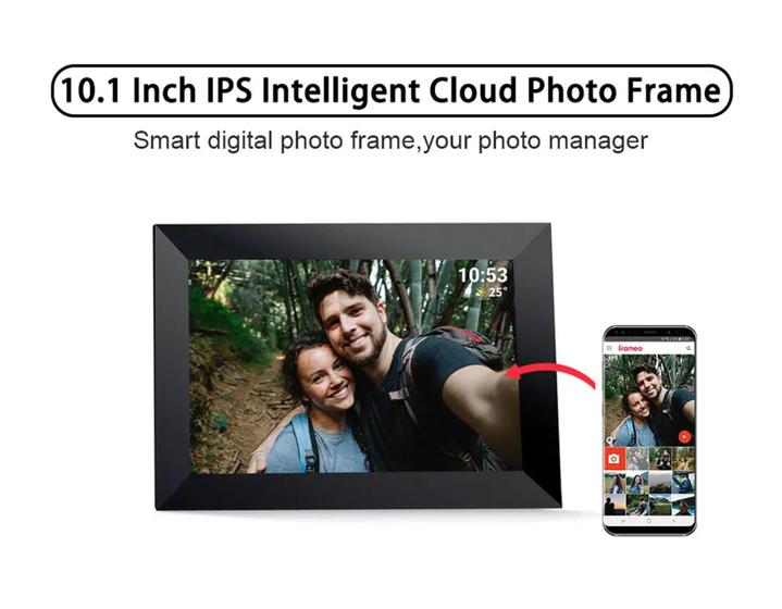 Imagem de Porta Retrato Digital Photo Frame, 10.1 ", 1280x800 HD, IPS, Tela de Toque LCD-PRETO