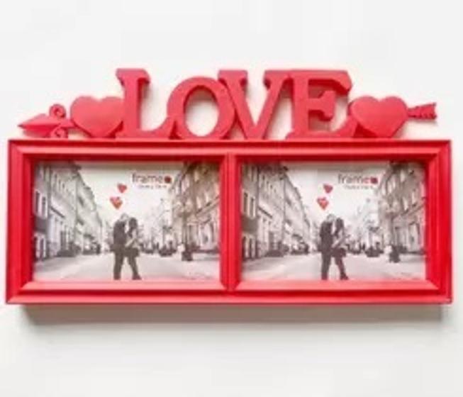 Imagem de Porta Retrato Duplo Casamento Love Amor Coração 10x15 - FWB