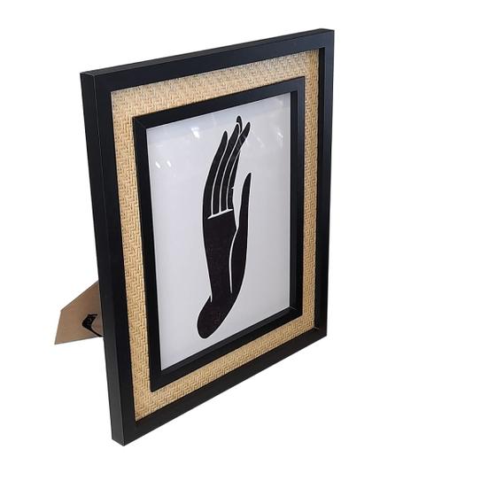 Imagem de Porta Retrato Mesa 20x25 cm Preto Com Rattan Decoração Mart