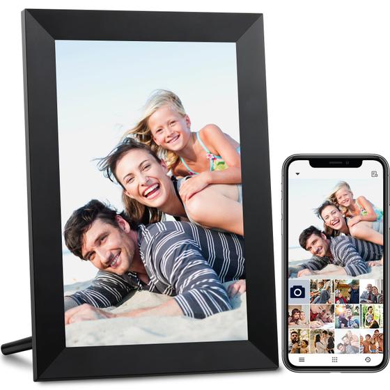 Imagem de Porta-retratos digital AEEZO 10.1" WiFi com 16 GB de armazenamento preto