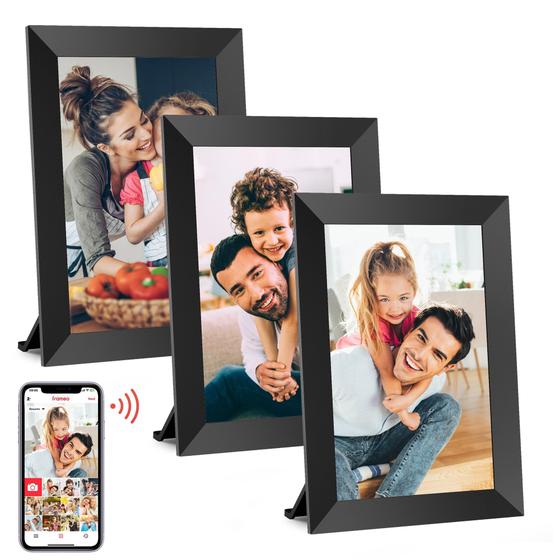 Imagem de Porta-Retratos Digital BIGASUO Frameo 10.1" WiFi - Pacote com 3