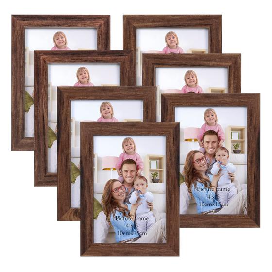 Imagem de Porta-retratos Giftgarden Brown 4x6, conjunto de 7 rústicos Walnut-Co