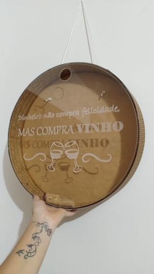 Imagem de Porta rolha de vinho redondo em MDF com frente em acrílico personalizado