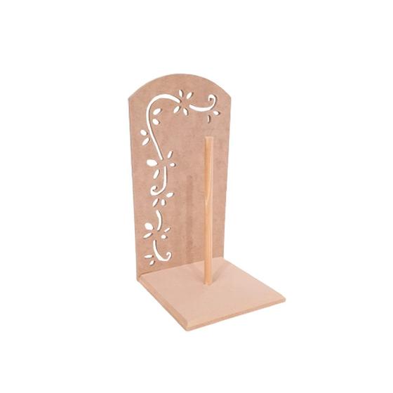 Imagem de Porta Rolo Papel Toalha Floral Vazado 24cm Router - MDF Madeira