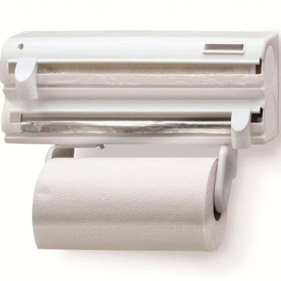 Porta Rolos Maxroll 3x1 Com Cortadores Aluminio Toalha Pvc Branco Menor preço em Porta Rolos Maxroll 3x1 Com Cortadores Aluminio Toalha Pvc Branco