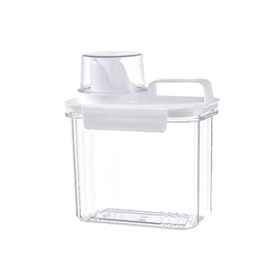 Porta Sabão em Pó Dispenser Acrílico para Sabão Líquido, Amaciante, Hermético com Copo Dosador e Trava 1,1L Maxx