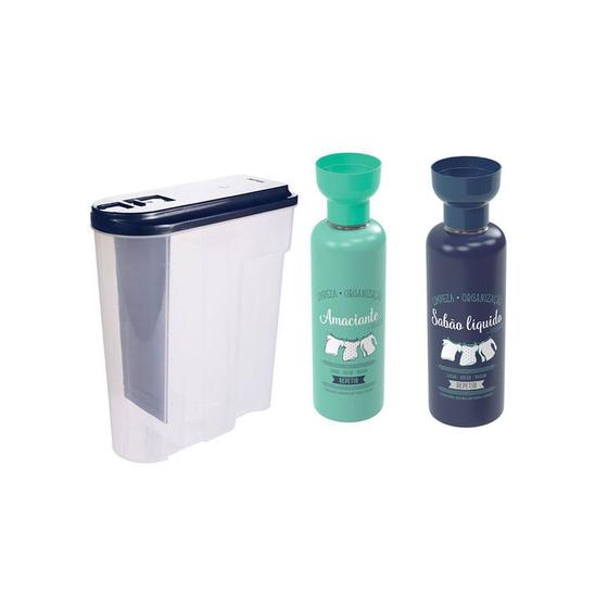 Porta Sabão em Pó Liquido e Amaciante Tampa Dosador Kit 3un - Plasutil ...