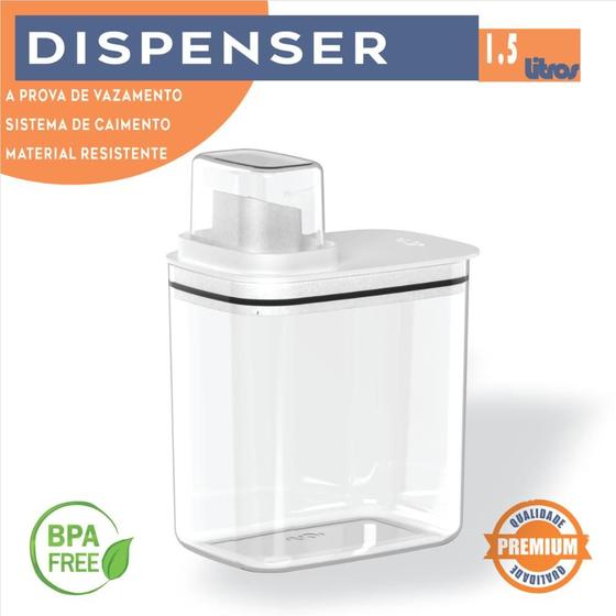 Imagem de Porta Sabão Líquido Em Pó Amaciante Com Dosador Organizador Dispenser 1,5 Litros