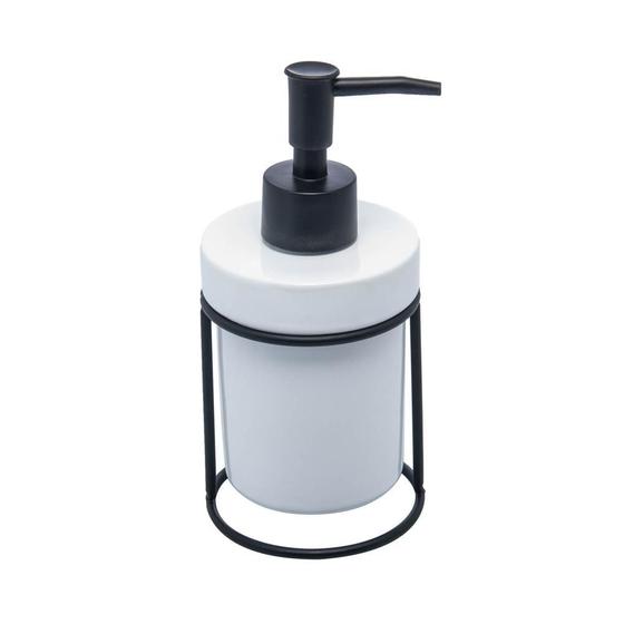 Imagem de Porta Sabonete Líquido de Cerâmica com Suporte Branco 280ml - Wolff