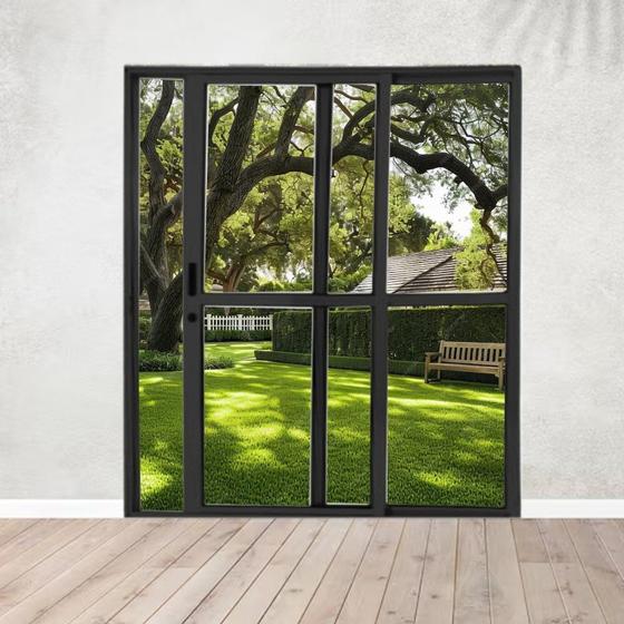 Imagem de Porta Sacada de Alumínio 2 Folhas 210 X 150 Cm com Fechadura Linha 25