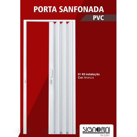 Porta Sanfonada PVC - Branca - 0,80 x 2,10 Altura Menor preço em Porta Sanfonada PVC - Branca - 0,80 x 2,10 Altura