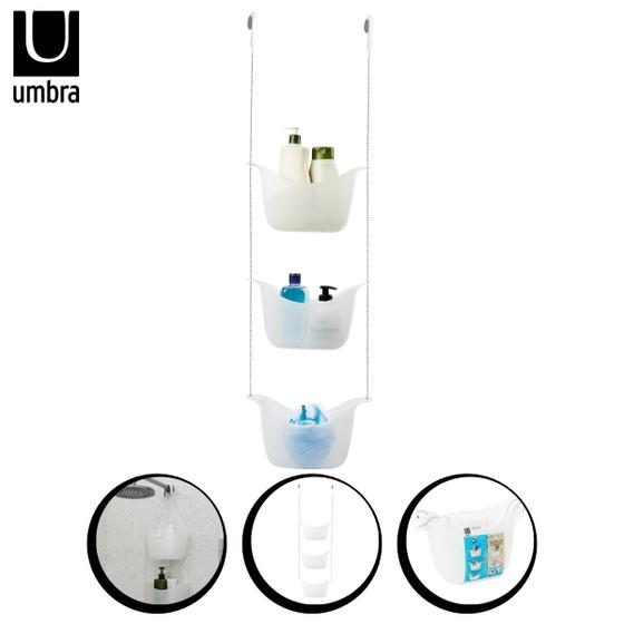 Imagem de Porta Shampoo Com 3 Cestos Bask Suspenso Branco Umbra