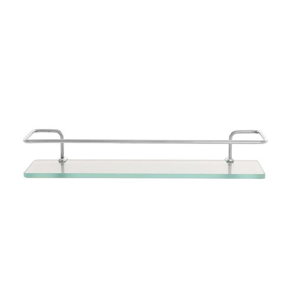 Imagem de Porta Shampoo Prateleira Cromado Grade Com Vidro 40 X 10 Cm