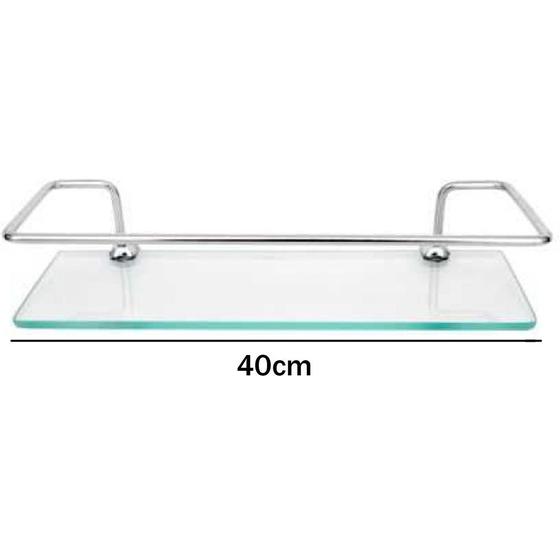 Porta Shampoo Reto 40cm Para Banheiro Vidro Temperado 6mm Linha Stander Menor preço em Porta Shampoo Reto 40cm Para Banheiro Vidro Temperado 6mm Linha Stander