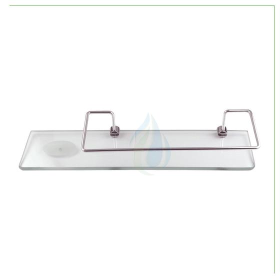 Imagem de Porta Shampoo Reto Com Saboneteira Para Banheiro Em Vidro Incolor 8mm 40x10 cm Cód. 4732
