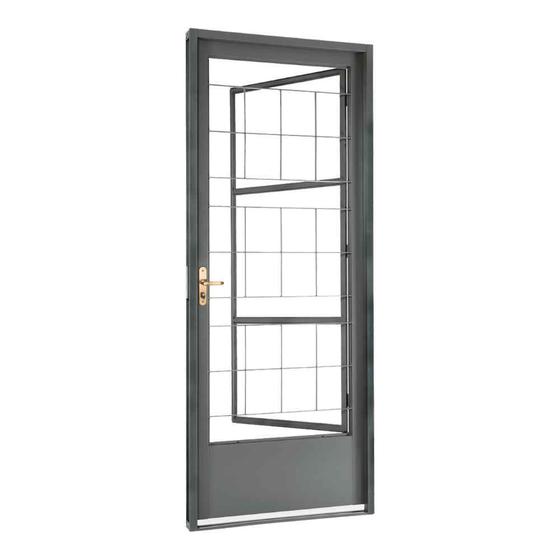 Porta Social de Giro Grade Quadriculada em Aço 217 x 87 x 8 cm Esquerda Belfort Sasazaki Menor preço em Porta Social de Giro Grade Quadriculada em Aço 217 x 87 x 8 cm Esquerda Belfort Sasazaki