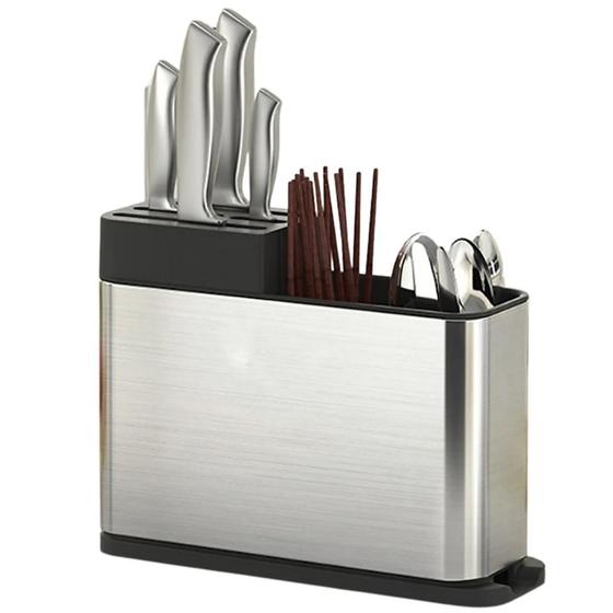 Imagem de Porta Talheres inox Pia Escorredor e organizador de facas Em Aço Inoxidável Utensílios cozinha