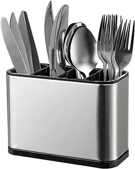 Porta Talheres Suporte De Facas Organizador De Pia Aço Inox 316 escovado 18x13x8cm