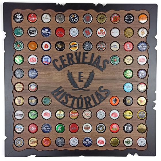 Imagem de Porta Tampinhas Rustic - 45x45 - Cervejas Historias Nogal