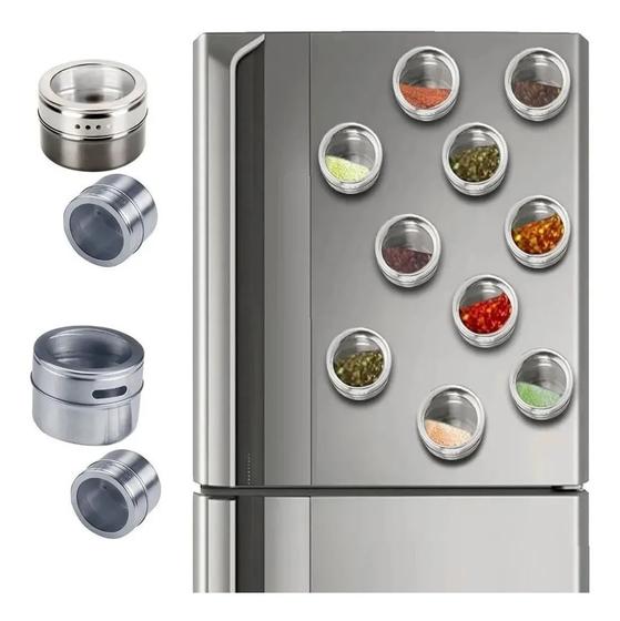 Imagem de Porta Tempero Condimento Com Imã Magnético 6 Peças Para Geladeira Freezer Cozinha Com Base Imantada