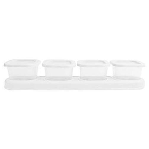 Imagem de Porta Tempero Condimentos Com 4 Potes Transparente E Branco