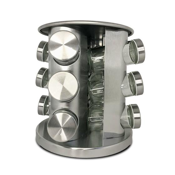 Imagem de Porta Tempero Contimentos Giratorio 12 Potes Inox 360 Graus
