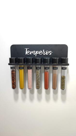 Imagem de Porta Tempero de Madeira para Parede - suporte de temperos e condimentos em mdf com potes