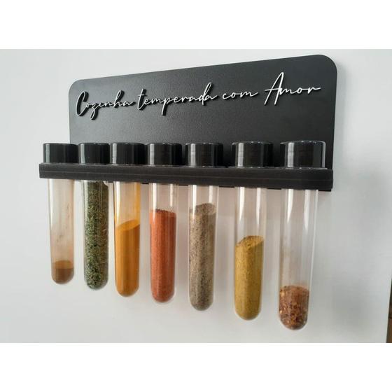 Imagem de Porta Tempero - suporte para condimentos de cozinha com tubetes