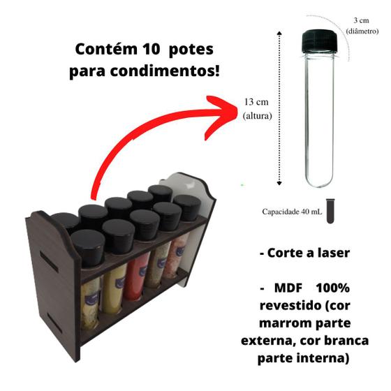 Imagem de Porta temperos 10 potes MDF mesa